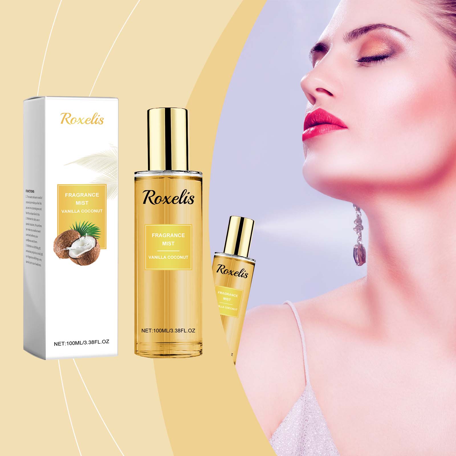 Roxelis Vanilla Coconut Fragrance Spray Long Lasting Fragrance Refreshing Body Spray Floral Fruit Fragrance Refreshing Body Fragrance - Bild 2