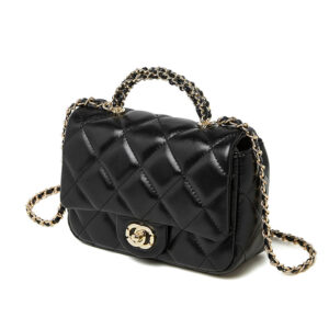 Metal chain diamond grid handbag
