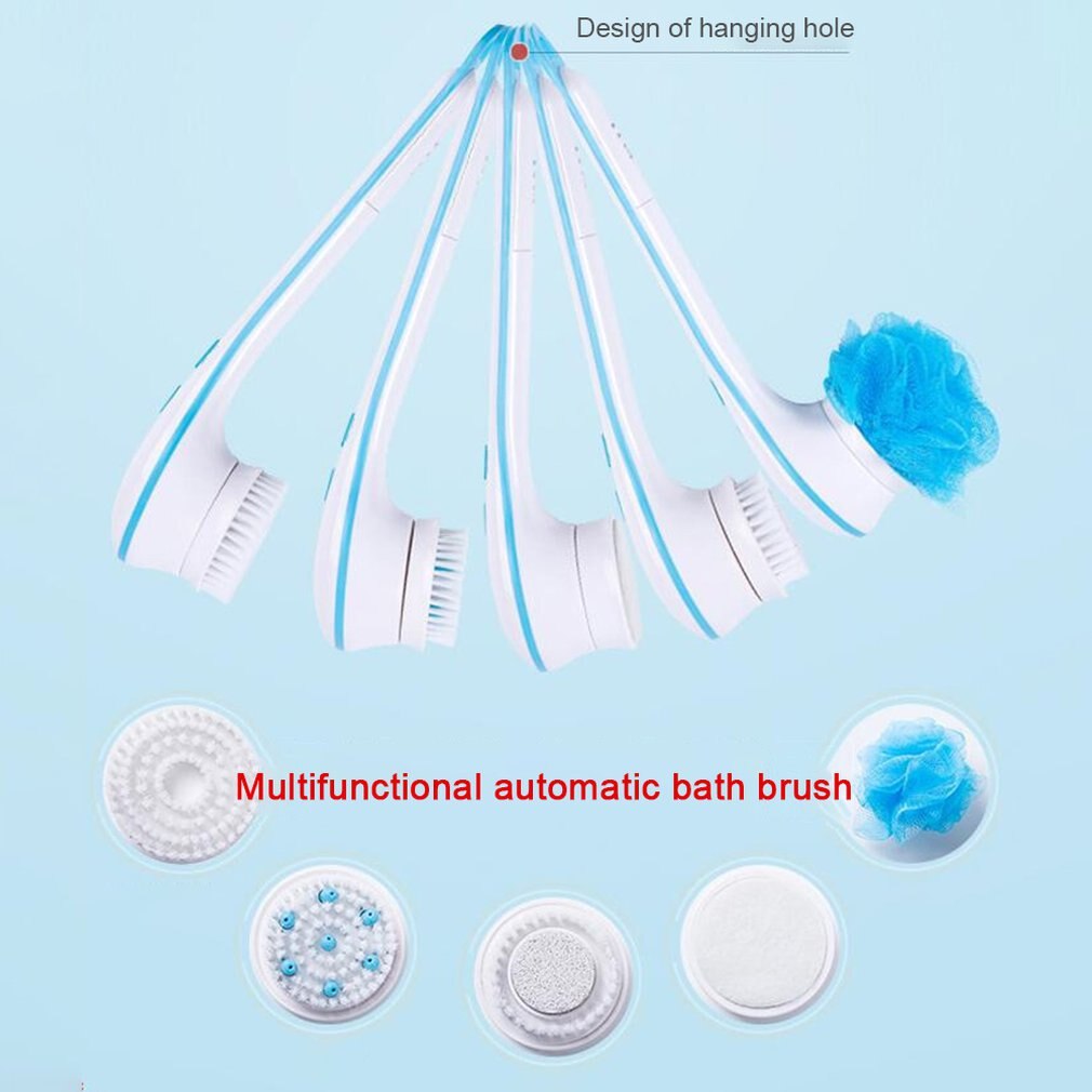 5 In 1 Electric Bath Shower Brush Exfoliation Spin Spa Massage Body Clean Brush Electric Massage Multi-Function Bath Brush Tool - Bild 2