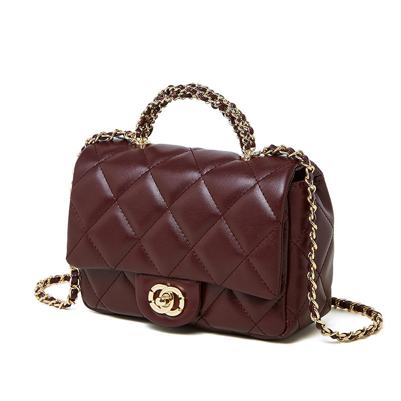 Metal chain diamond grid handbag - Bild 7