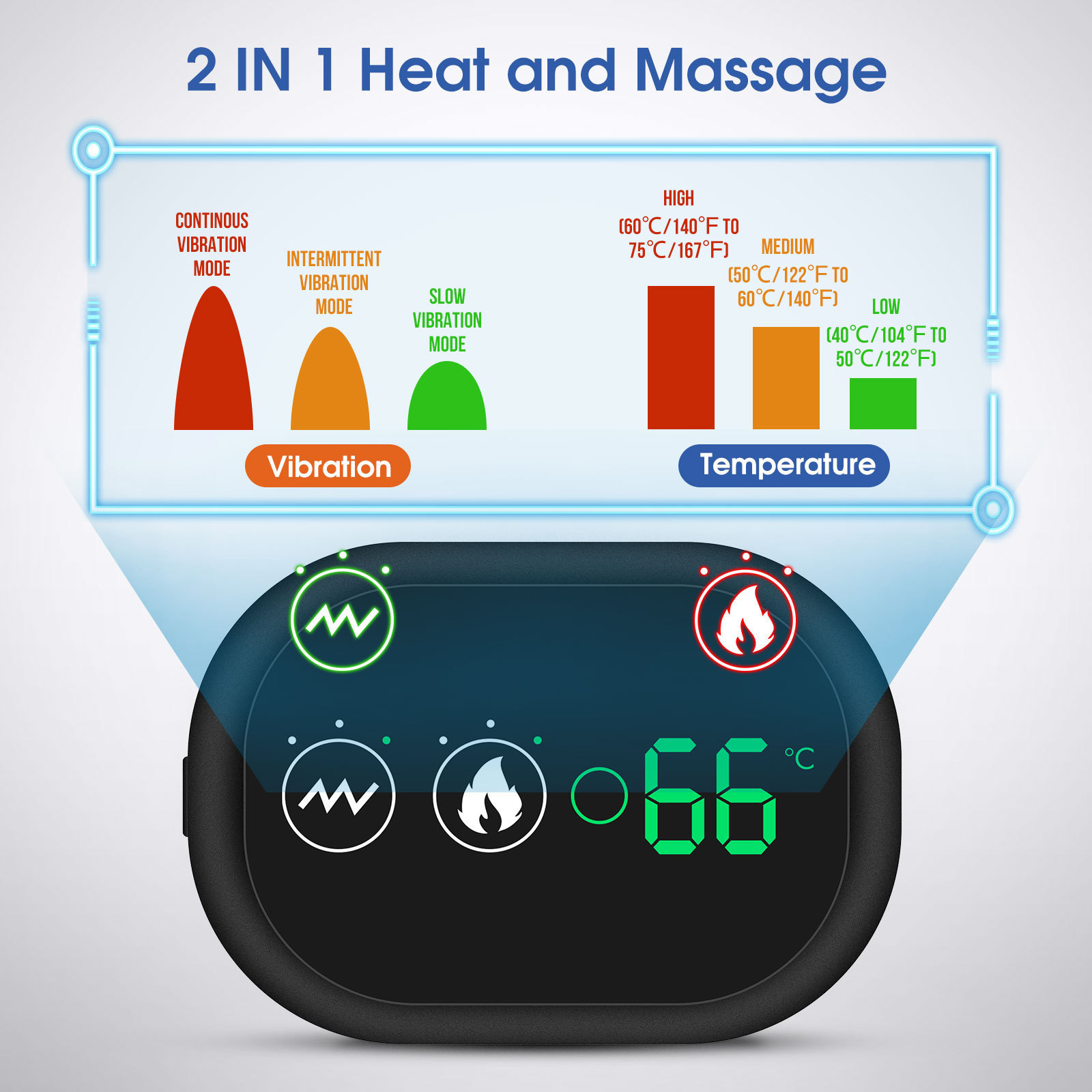 Massage Shoulder Support with Touchscreen Controller, Rechargeable Vibrating Heat Therapy Shoulder Massager Belt - Bild 4