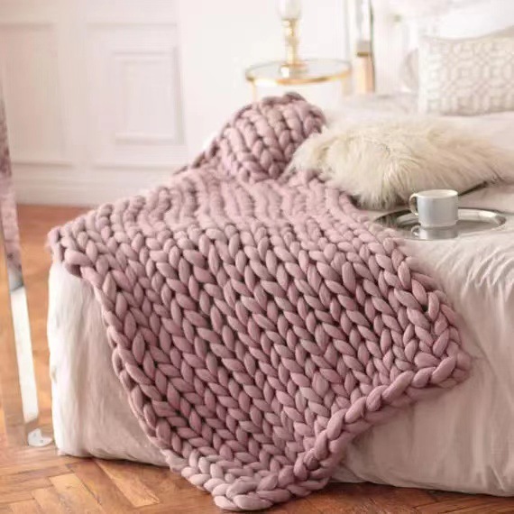 Nordic Chunky Knit Blanket Handmade Crochet Throw Knitted Blanket Sofa Blanket Oversized Woolen Blanket - Bild 24