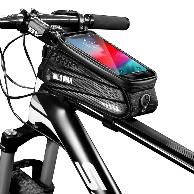 WILD MAN Hard shell bicycle bag front beam bag mountain bike phone touch screen upper tube bag saddle bag riding equipment - Bild 6