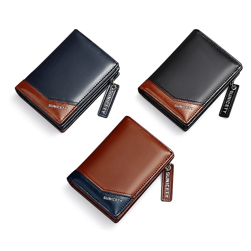 New PU Leather Multi-Function Zipper Short Men's Wallet Rfid Dollar Wallet Card Wallet - Bild 4