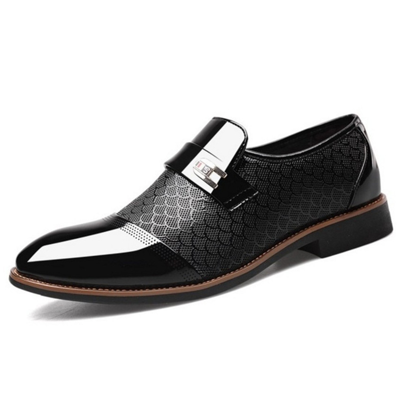 Embossed men's leather shoe covers, versatile men's casual single shoes - Bild 4