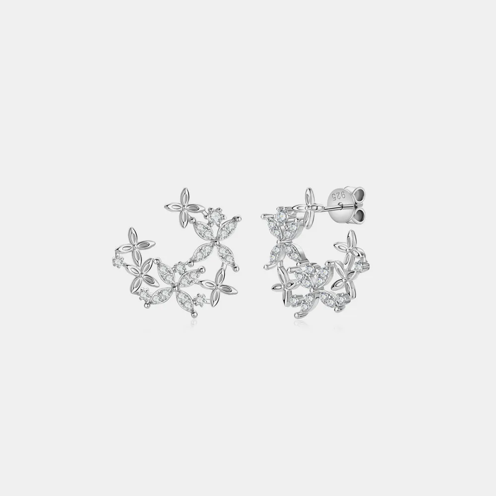 925 Sterling Silver Moissanite Lucky Clover Earrings - Bild 3