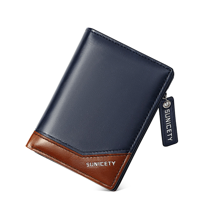 New PU Leather Multi-Function Zipper Short Men's Wallet Rfid Dollar Wallet Card Wallet - Bild 2
