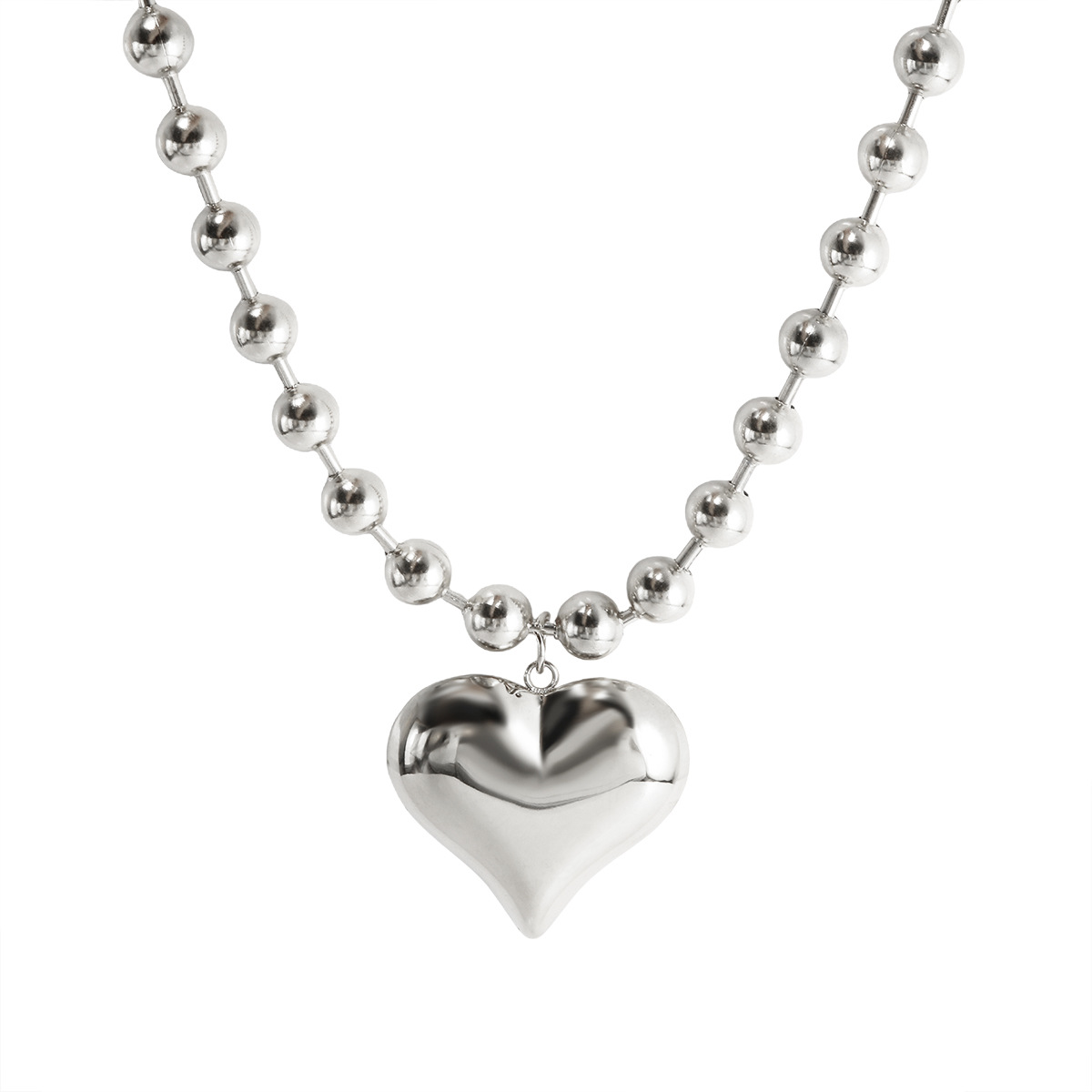 exaggerated bead chain 18K gold heart pendant necklace geometric minimalist hip-hop choker - Bild 6