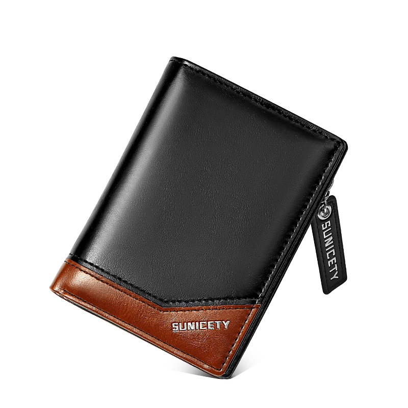 New PU Leather Multi-Function Zipper Short Men's Wallet Rfid Dollar Wallet Card Wallet - Bild 3
