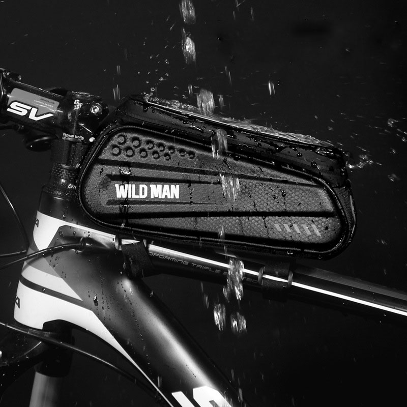 WILD MAN Hard shell bicycle bag front beam bag mountain bike phone touch screen upper tube bag saddle bag riding equipment - Bild 5