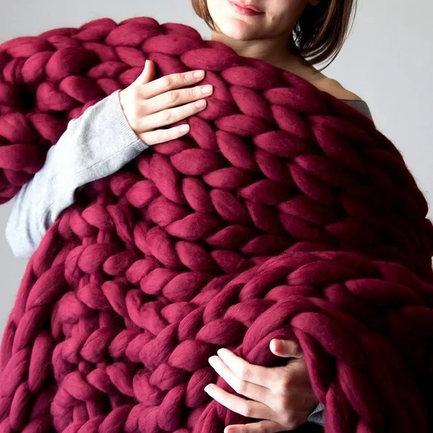 Nordic Chunky Knit Blanket Handmade Crochet Throw Knitted Blanket Sofa Blanket Oversized Woolen Blanket - Bild 12