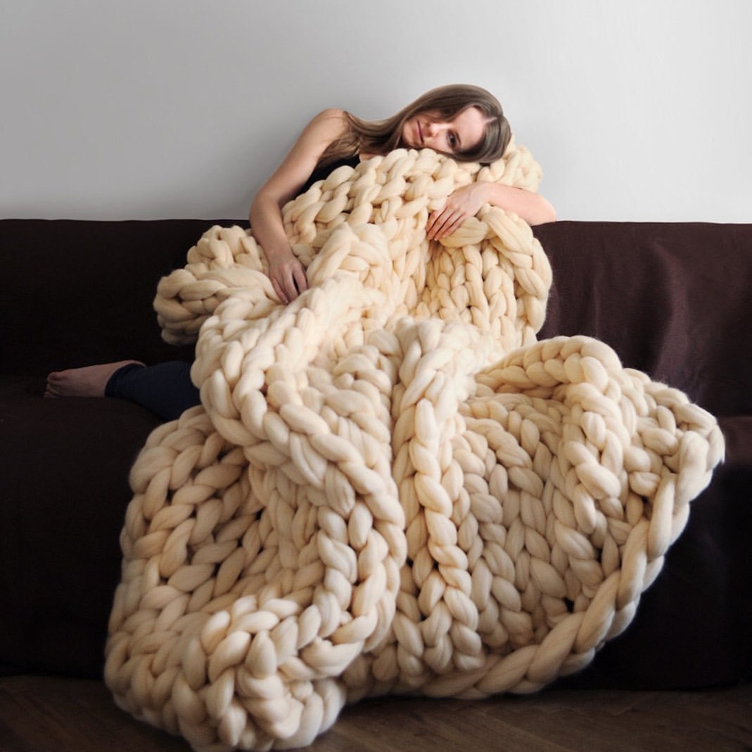 Nordic Chunky Knit Blanket Handmade Crochet Throw Knitted Blanket Sofa Blanket Oversized Woolen Blanket - Bild 15