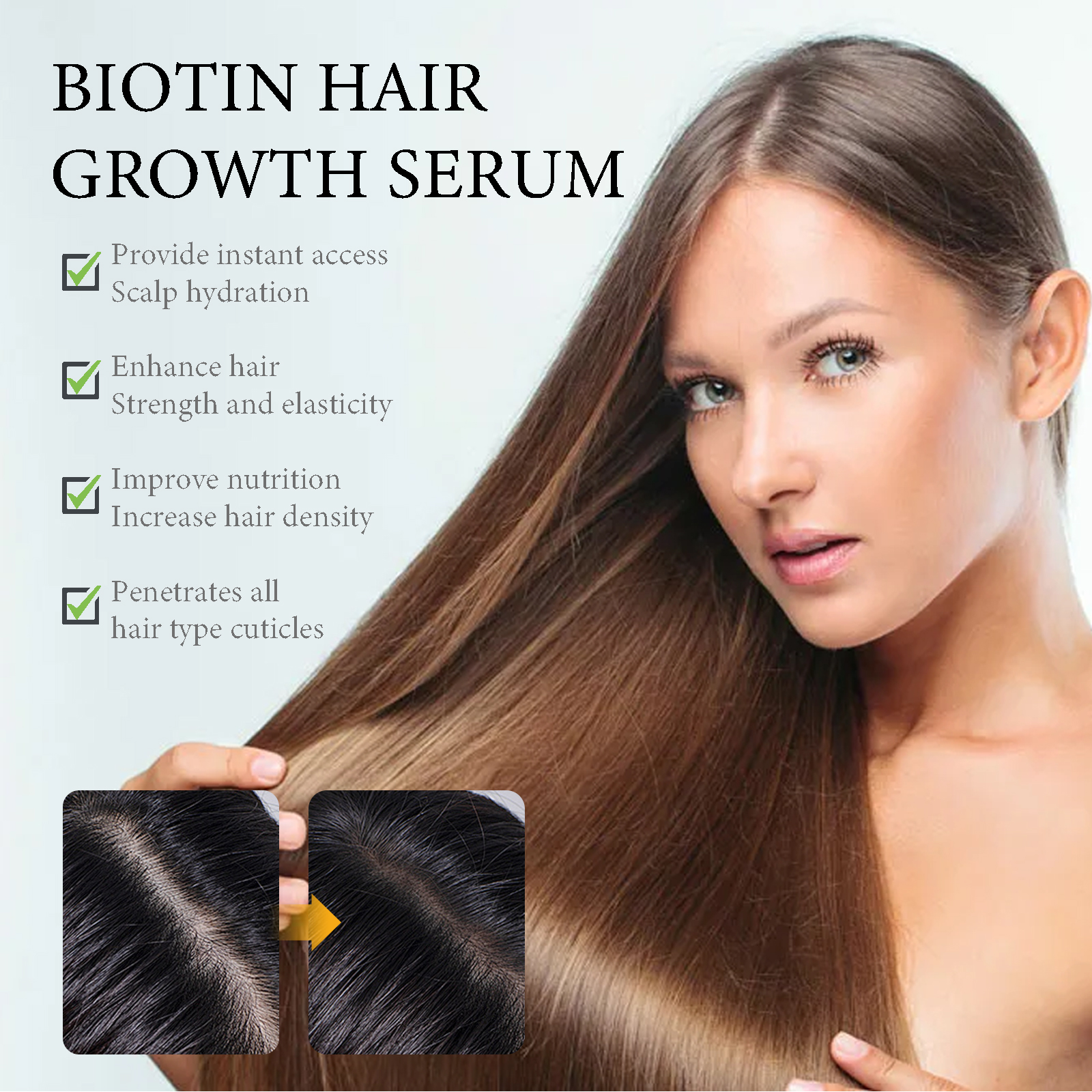 OUHOE Biotin Hair Growth Serum, Nourish Hair Root Repair Hair Sere Short-Tempered Prevent Drop Hair - Bild 3