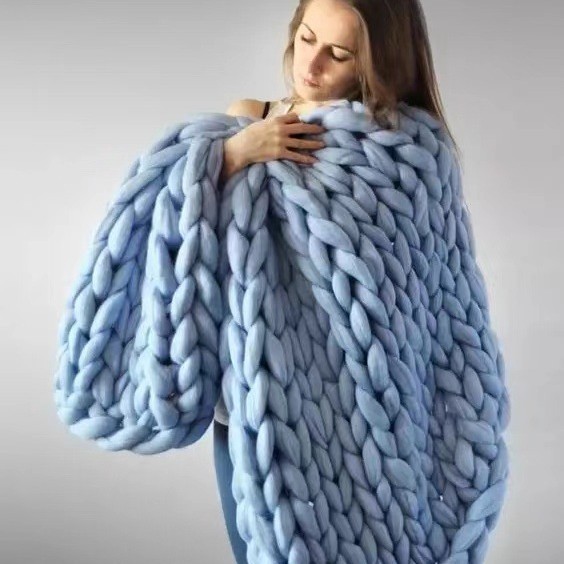 Nordic Chunky Knit Blanket Handmade Crochet Throw Knitted Blanket Sofa Blanket Oversized Woolen Blanket - Bild 17