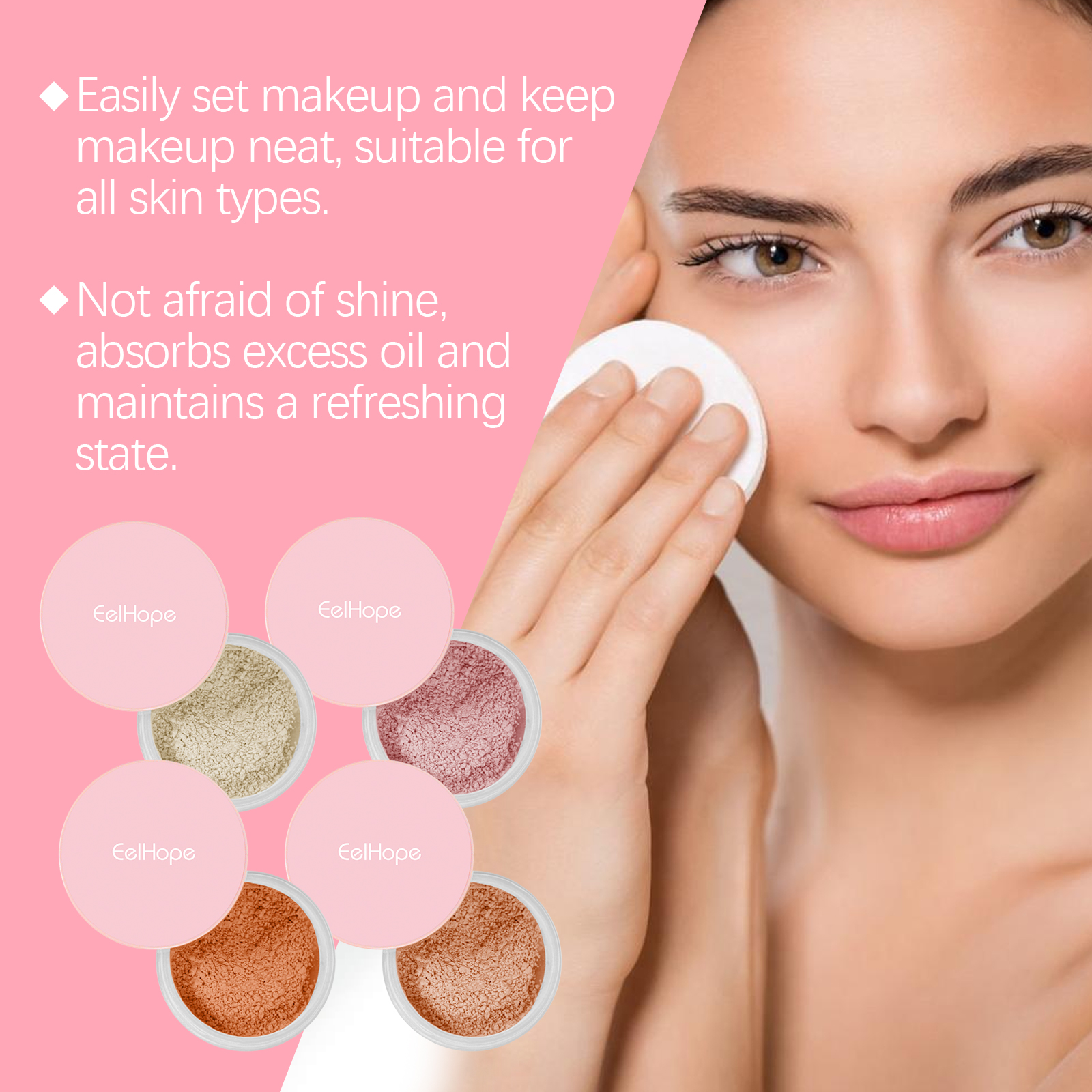 Eelhope Setting Powder With Brush (Orange) Has A Natural, Light, Fine, Breathable And Snagging Effect. It Is Suitable For Both Dry And Wet Use And Can Last For A Long Time Without Fading - Bild 3