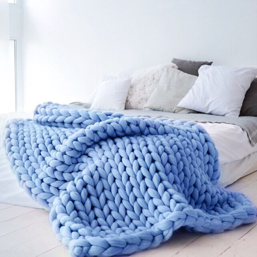 Nordic Chunky Knit Blanket Handmade Crochet Throw Knitted Blanket Sofa Blanket Oversized Woolen Blanket - Bild 16