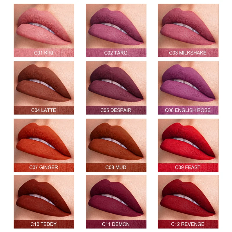 IMAGIC Waterproof Lip Gloss Matte Liquid Lipstick Matte Lipstick Lipkit Cosmetics Makeup Nude 12color - Bild 2