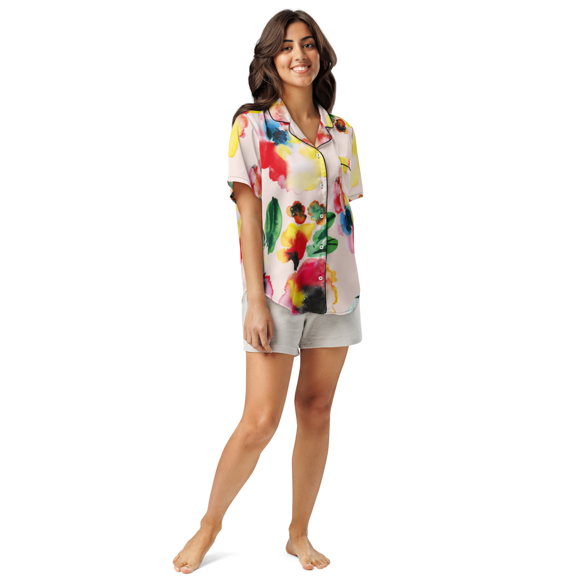 All-over print women’s short sleeve pajama top - Bild 5