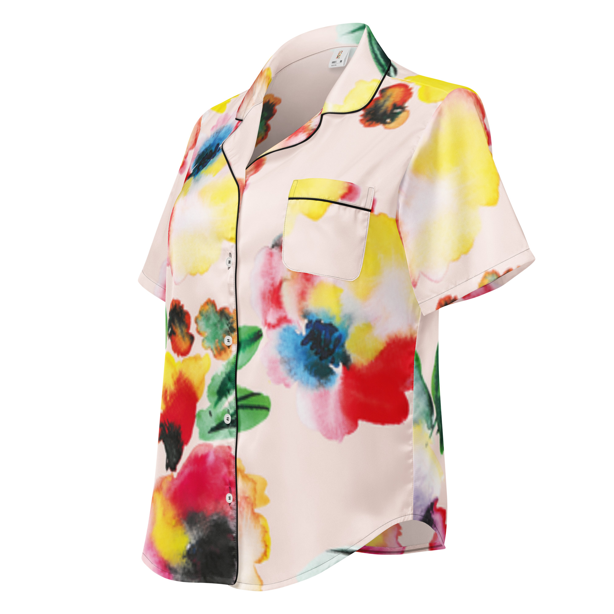 All-over print women’s short sleeve pajama top