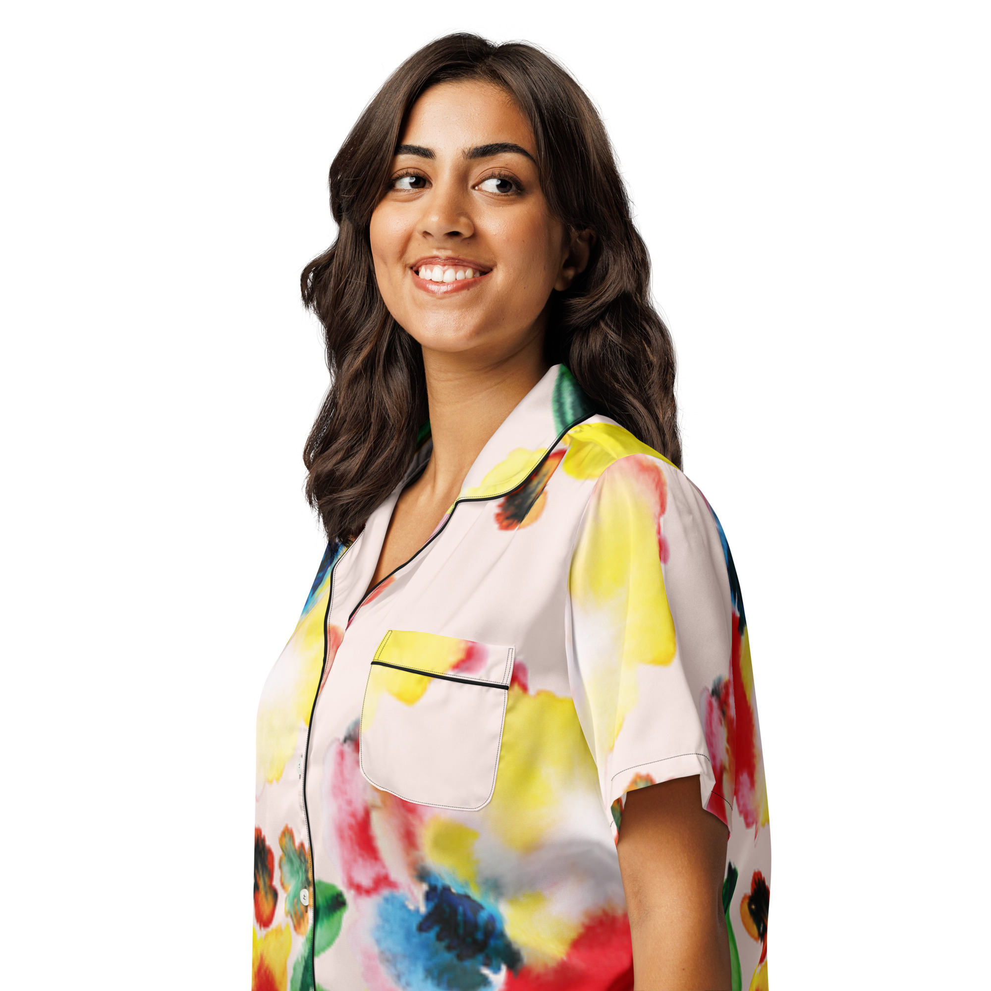 All-over print women’s short sleeve pajama top - Bild 9