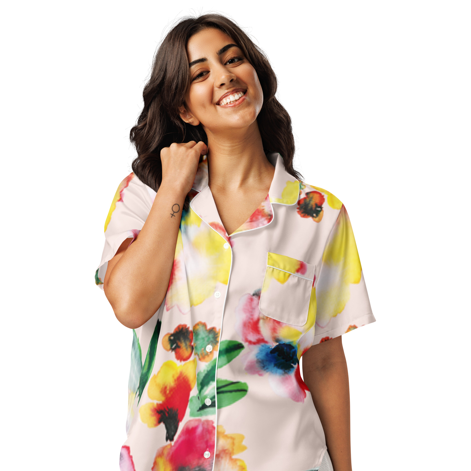 All-over print women’s short sleeve pajama top - Bild 8