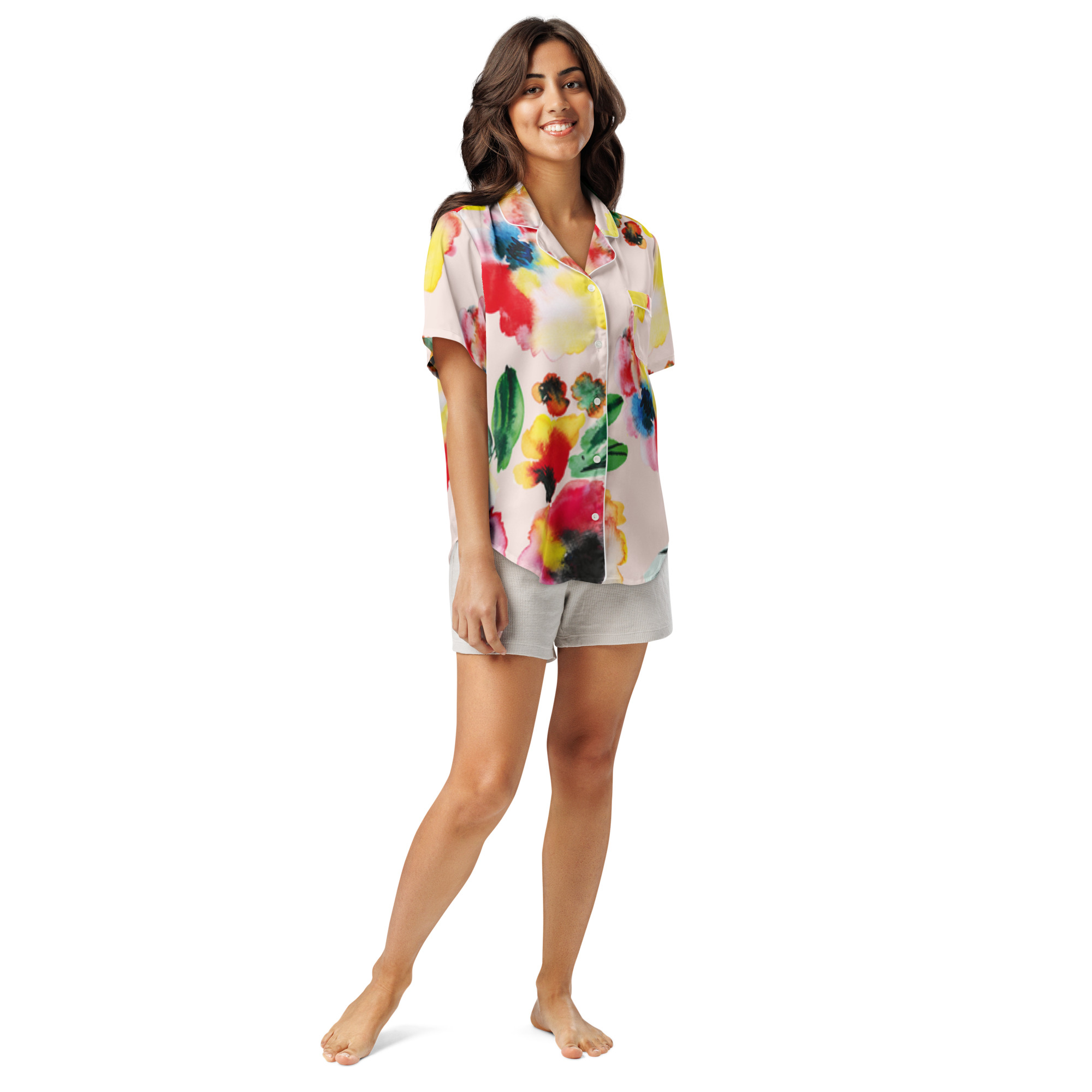 All-over print women’s short sleeve pajama top - Bild 6