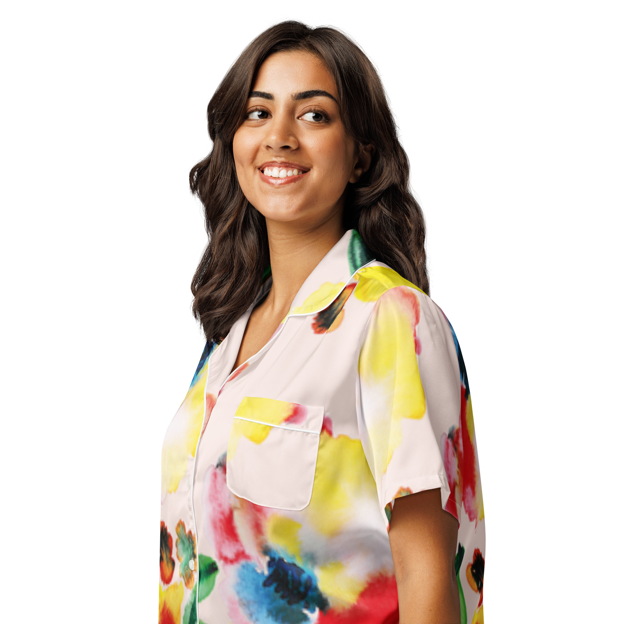 All-over print women’s short sleeve pajama top - Bild 10